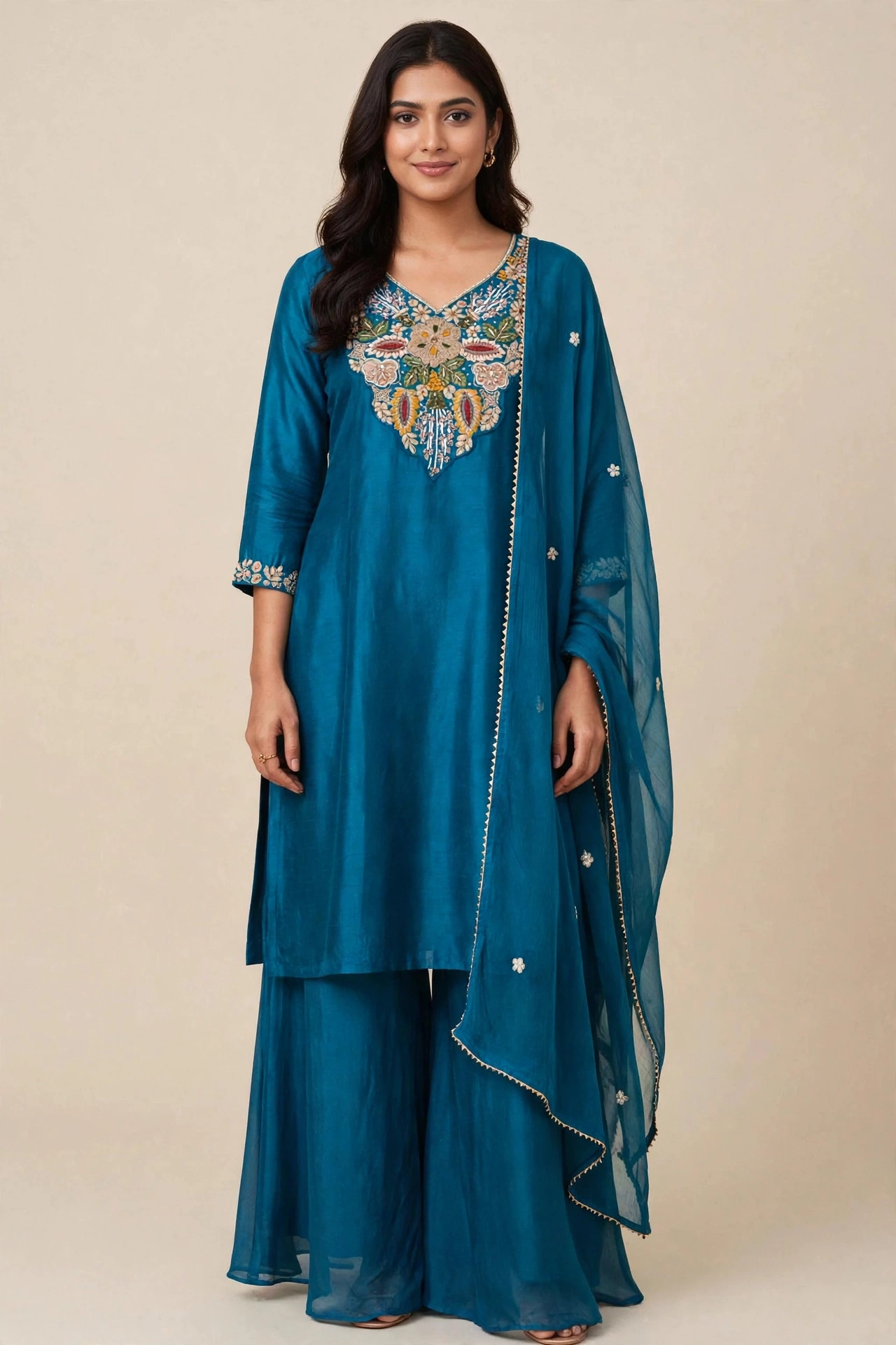 Rassion Silk Suit with Chinon Palazzo
